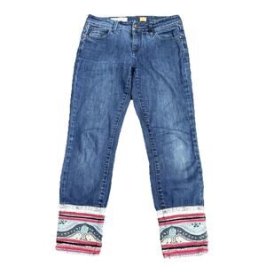 Pilcro And The Letterpress Women’s Cropped Jeans Colorful Cuff Size 27 Stet Boho